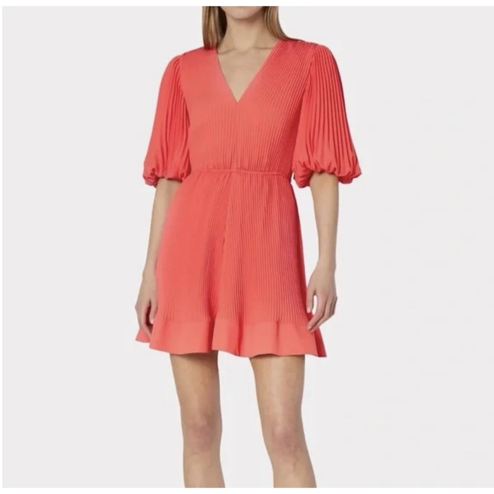 New Milly Dress Women's‎ Size 6 Short-Sleeve Pleated Mini Elastic Waist $395